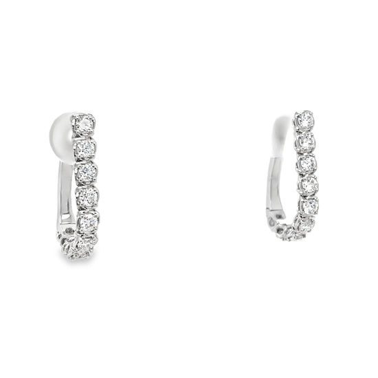 White Diamond Huggie Earrings