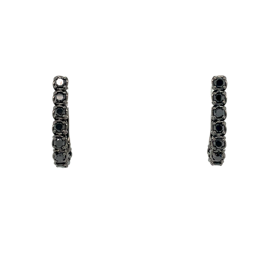 Black Diamond Huggie Earrings