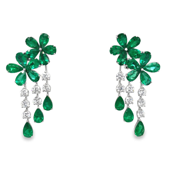 Waterfall Floral Emerald Earrings