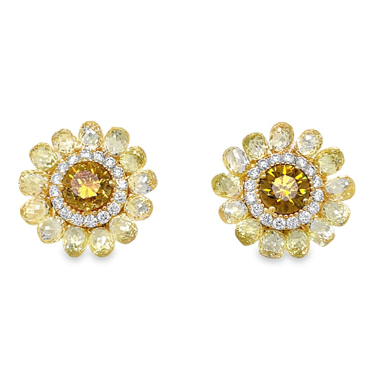 Fancy Yellow Diamond Floral Earrings