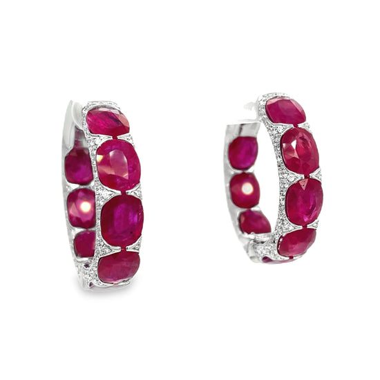 Piranesi Oval Cut Ruby Hoop Earrings