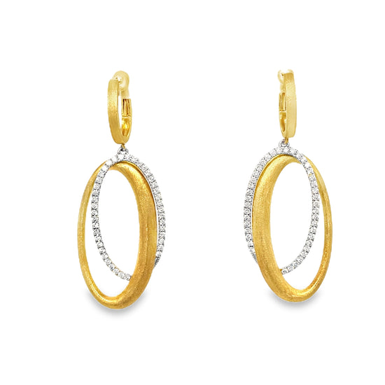 Double Hooped Yellow Gold and Diamond Earrings