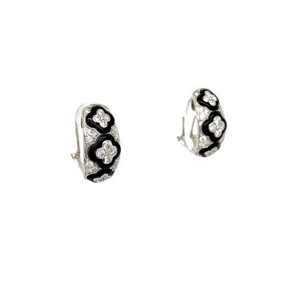 White Diamond and Onyx Earrings