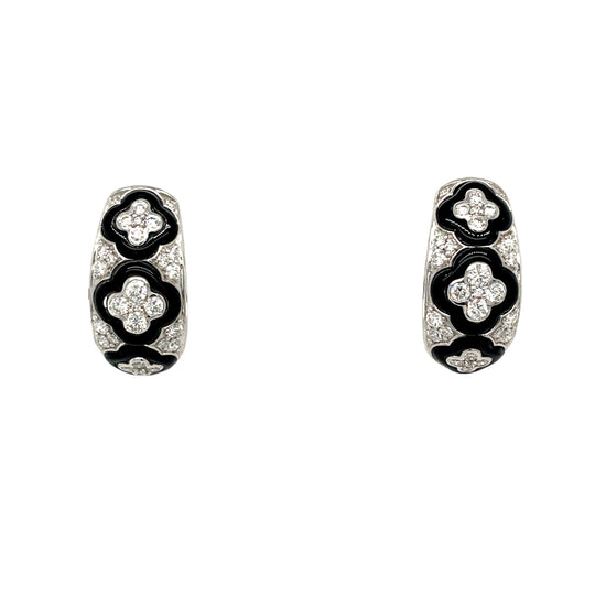 White Diamond and Onyx Earrings