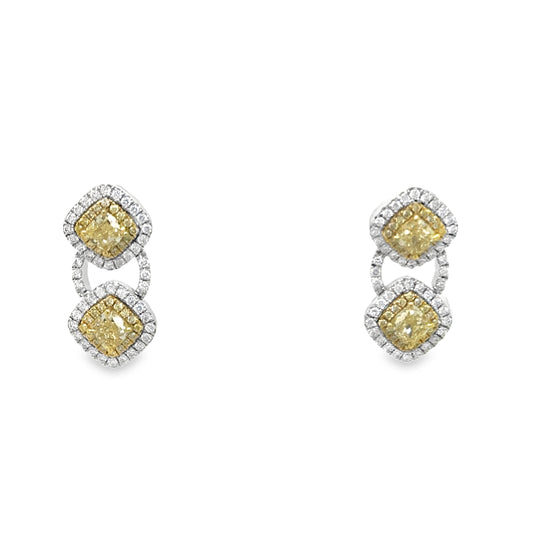 Charles Krypell Precious Pastel White and Yellow Diamond Earrings