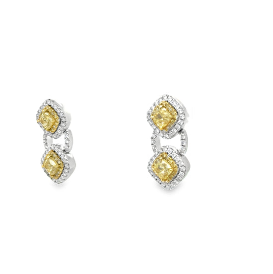 Charles Krypell Precious Pastel White and Yellow Diamond Earrings