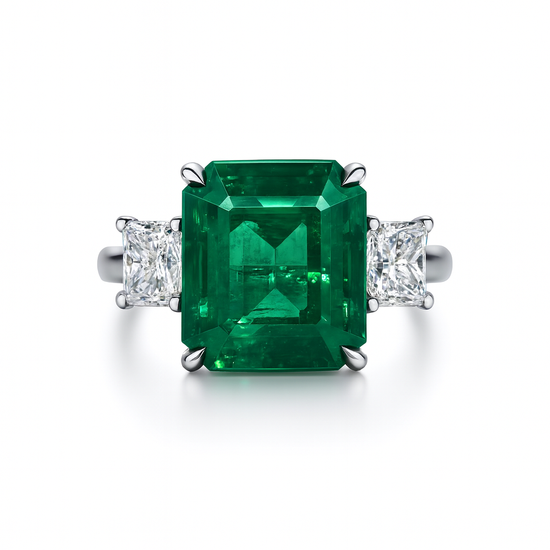 4CT Emerald and Diamond Ring