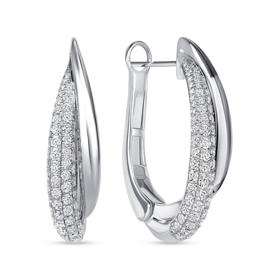 Double Hooped Tapered Diamond Earrings