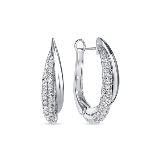 Double Hooped Tapered Diamond Earrings
