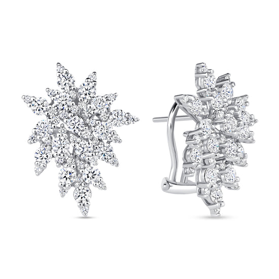 Diamond Starburst Earrings in White Gold