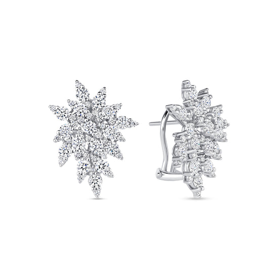 Diamond Starburst Earrings in White Gold