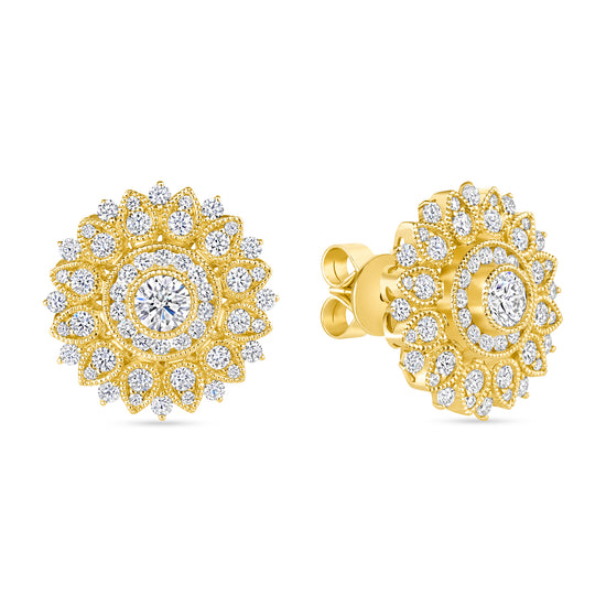 Wavy Pave Disc Diamond Earrings