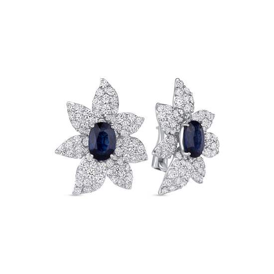 Piranesi Sapphire and Diamond Flower Earrings