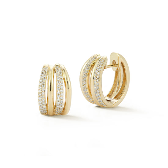 4 Hoop Alternating Pave Earrings