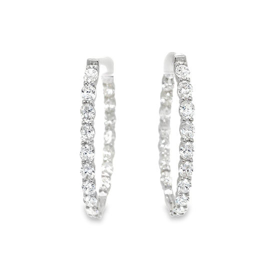Oval Diamond Hoop Earrings