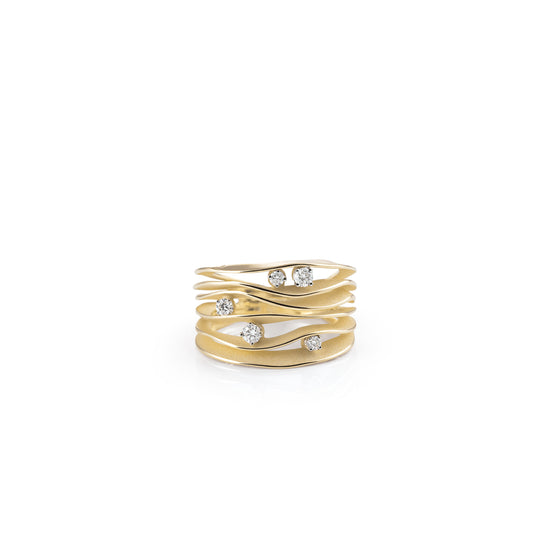 Annamaria Cammilli Six Layer Five Diamond Dune Ring