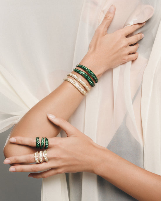 Etho Maria Tsavorite Three Layer Gemini Snake Style Ring