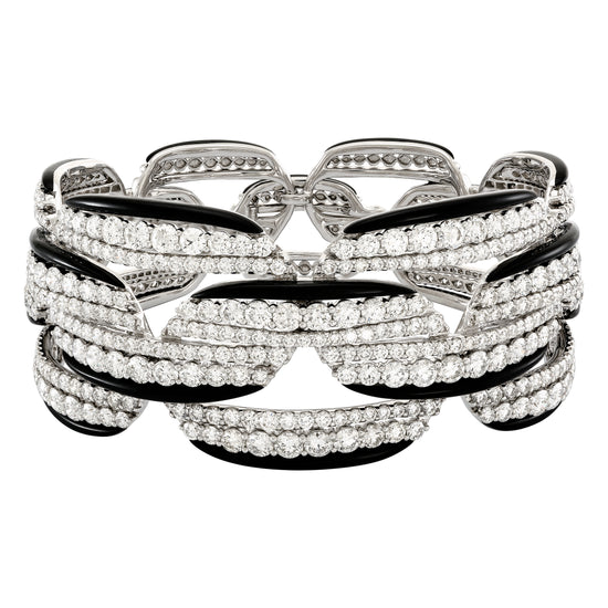 Etho Maria White Diamond and Black Ceramic Cuff Bracelet