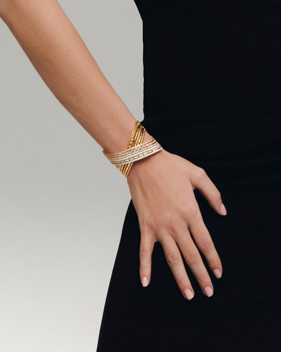 Etho Maria Diamond Reflexion Yellow and White Gold Crisscross Cuff Bracelet