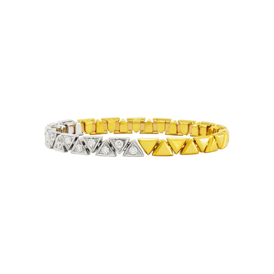 Etho Maria Diamond Reflexion Two Tone Triangle Bangle Bracelet