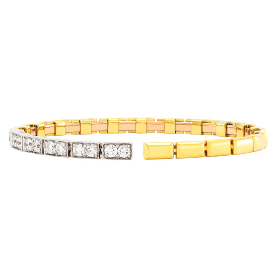 Etho Maria White Diamond Rectangle Flexible Bangle