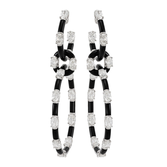 Etho Maria Diamond and Black Onyx Hoop Earrings