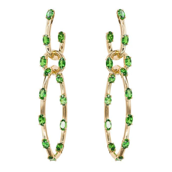 Etho Maria Tsavorite and Yellow Gold Hoop Earrings