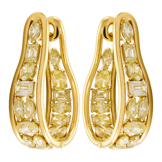 Etho Maria Multi Cut Yellow Diamond Hoop Earrings