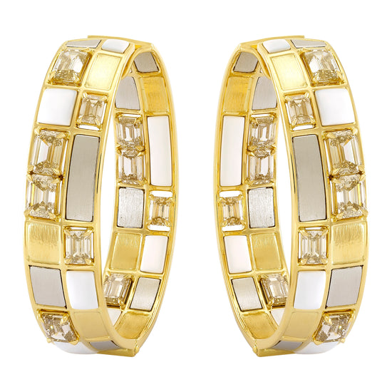 Etho Maria Mixed Metal and Brown Diamond Hoop Earrings