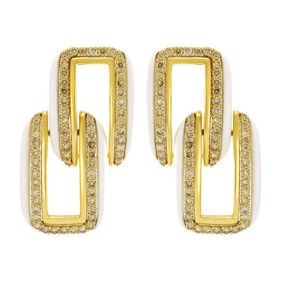 Etho Maria Brown Diamond and Enamel Link Earrings