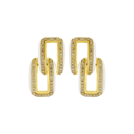 Etho Maria Brown Diamond and Enamel Link Earrings