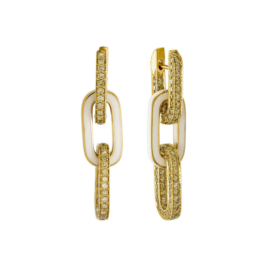 Etho Maria Brown Diamond and Enamel Double Link Earrings