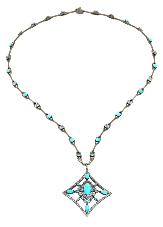 Etho Maria Turquoise and Aquamarine Necklace with Pendant
