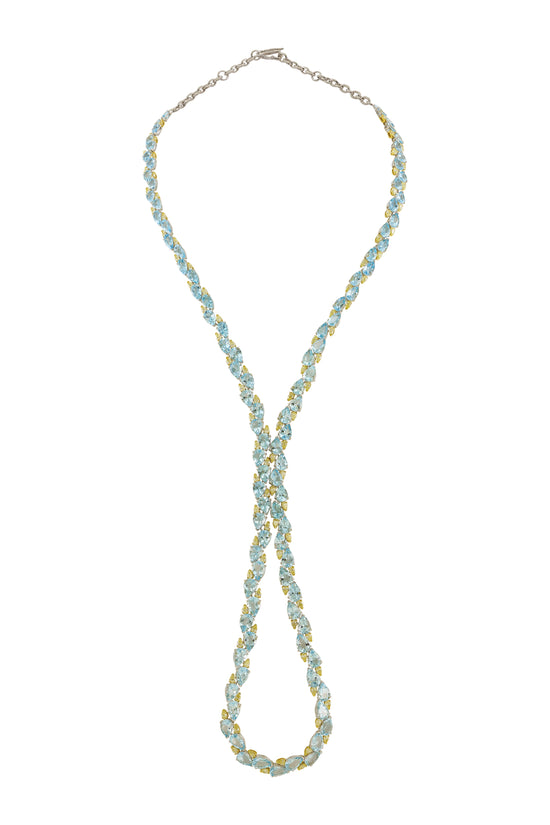Etho Maria Yellow Diamond and Aquamarine Loop Necklace