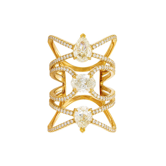 Etho Maria Three Tier White Diamond and Rose Gold Ring