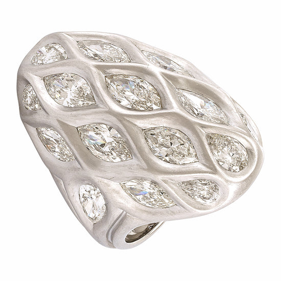 Etho Maria Diamond and White Gold Oval Dome Ring