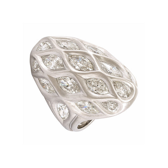 Etho Maria Diamond and White Gold Oval Dome Ring