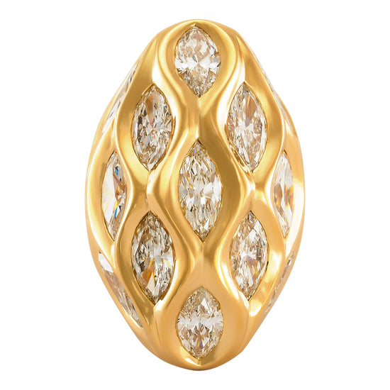 Etho Maria Diamond and Yellow Gold Oval Dome Ring