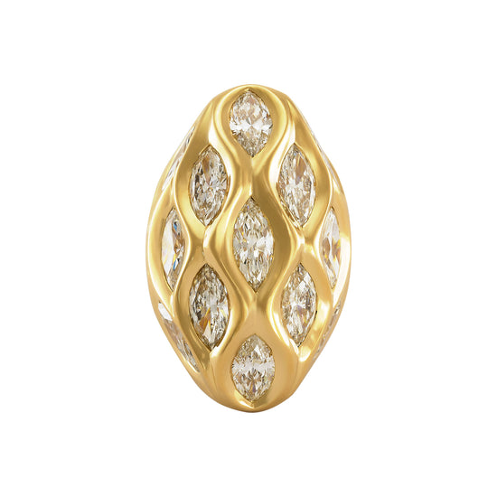 Etho Maria Diamond and Yellow Gold Oval Dome Ring