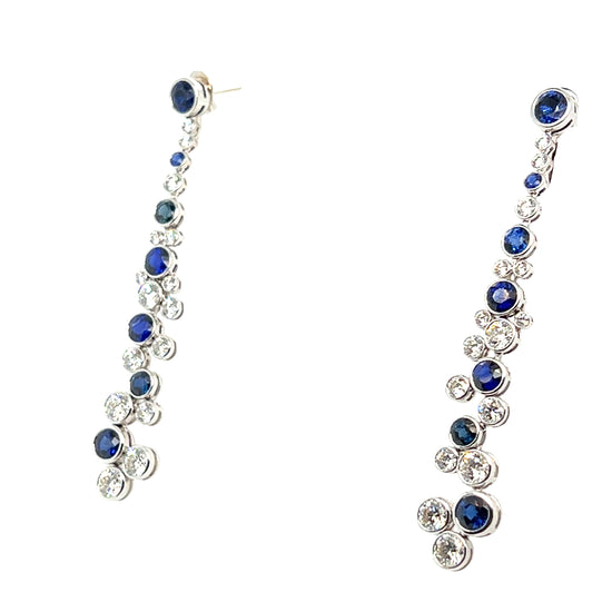 Diamond and Sapphire Dangle Earrings