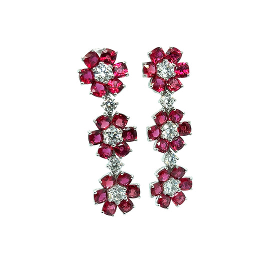 Ruby Flower Earrings