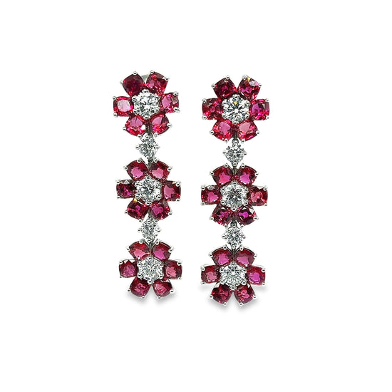 Ruby Flower Earrings
