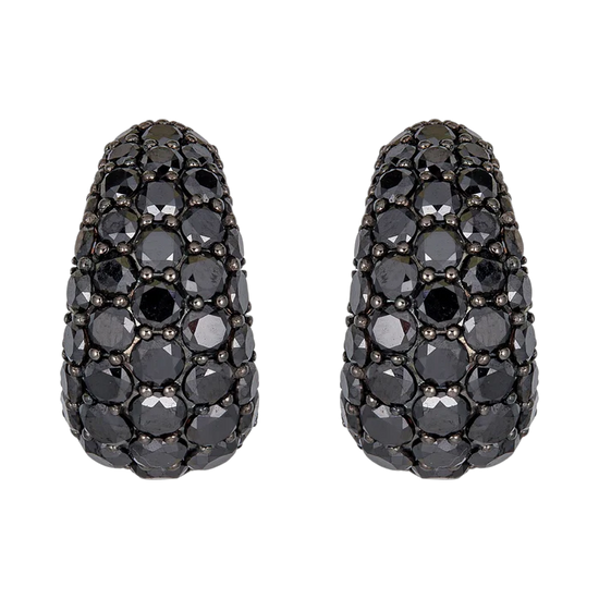 Piranesi Black Diamond Small Dome Hoop Earrings