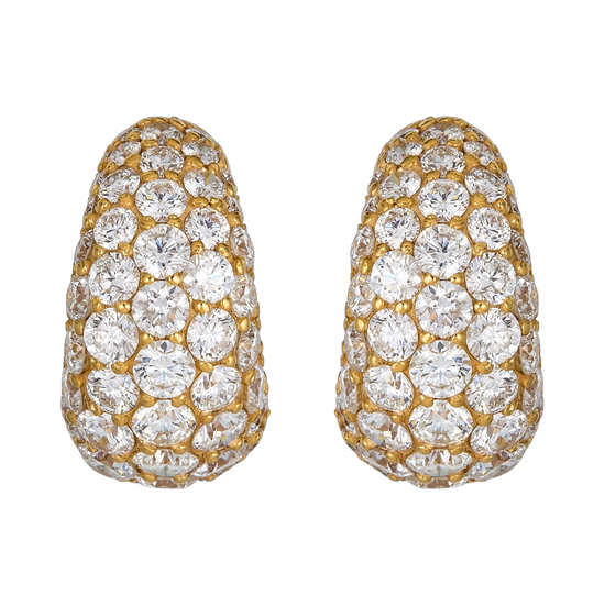 Small Dome Huggie Diamond Earrings
