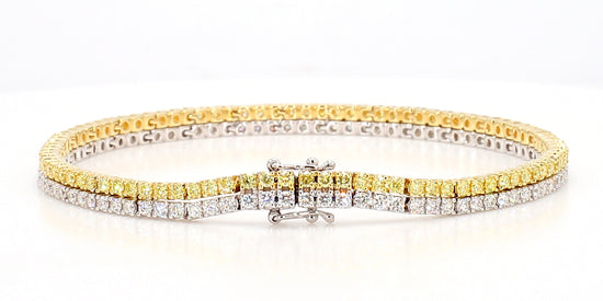 Two-Tone Fancy Yellow & White Diamond Tennis Bracelet