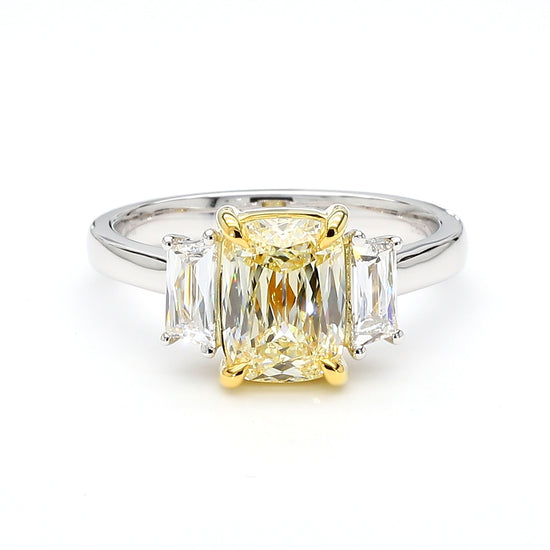 2.39CT Fancy Yellow Diamond Three-Stone Ring