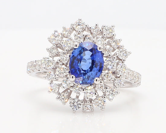 1.66CT Sapphire Diamond Cluster Ring