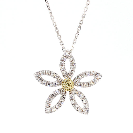 0.48CT Yellow Diamond Floral Pendant