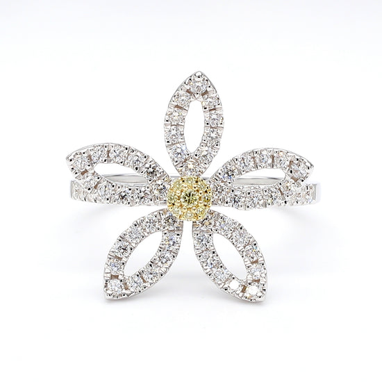 0.64CT Yellow Diamond Floral Statement Ring