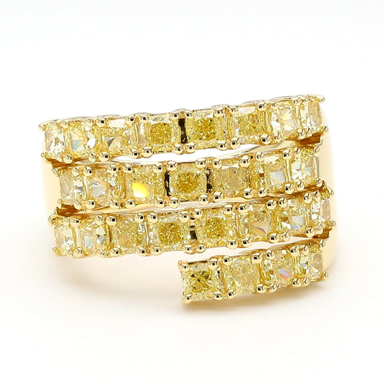 3.05CT Yellow Diamond Multi-row Spiral Ring